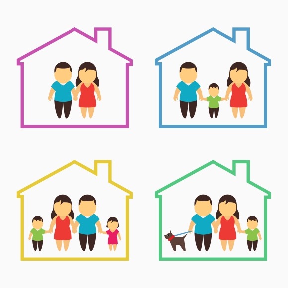 Family Home Icons Set Family Home Icons Set