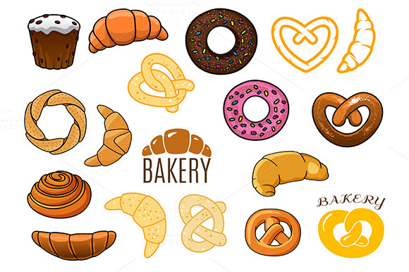 Outlined And Cartooned Buns Cake C Outlined And Cartooned Buns Cake C