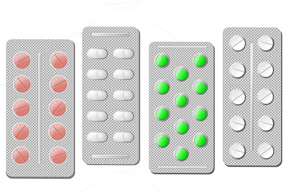 Realistic Pills In Silver Blisters W Realistic Pills In Silver Blisters W
