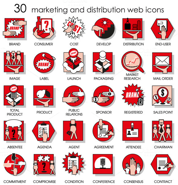Thirty Line Icons Set Of Marketing