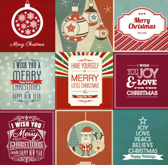 9 Vintage Christmas Poster Vector 9 Vintage Christmas Poster Vector
