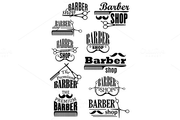Black Vintage Barber Shop Logo And E Black Vintage Barber Shop Logo And E