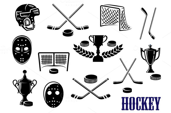 Ice Hockey Icons With Caption Hockey Ice Hockey Icons With Caption Hockey