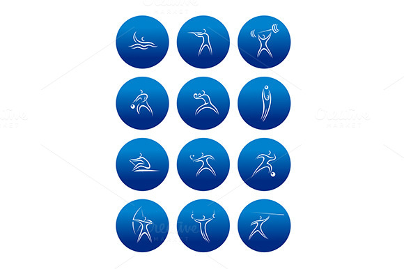 Abstract Sporting Pictograms With Si Abstract Sporting Pictograms With Si