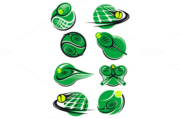 Tennis Icons And Symols With Rackets Tennis Icons And Symols With Rackets