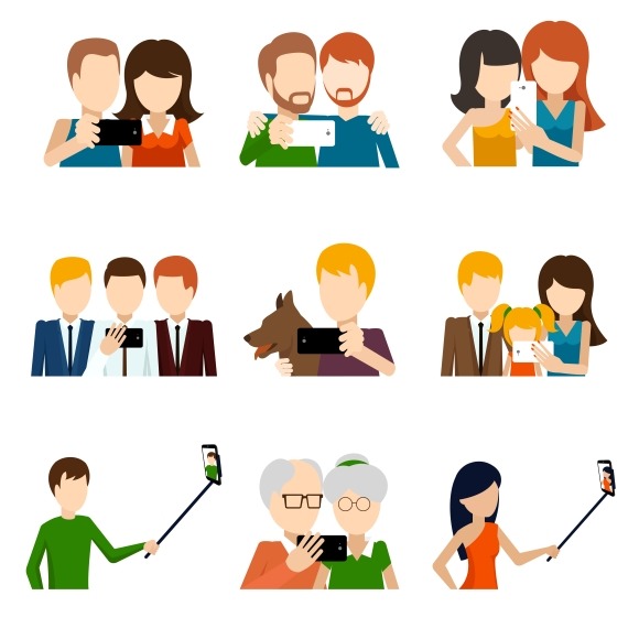 Selfie Icons Set In Flat Design Selfie Icons Set In Flat Design