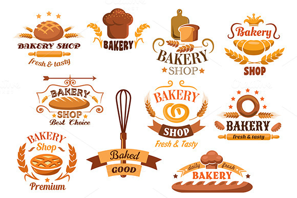 Large Set Of Bakery Labels Or Badges Large Set Of Bakery Labels Or Badges