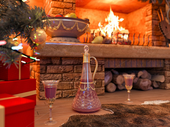 3D Rendering New Year Interior 3D Rendering New Year Interior