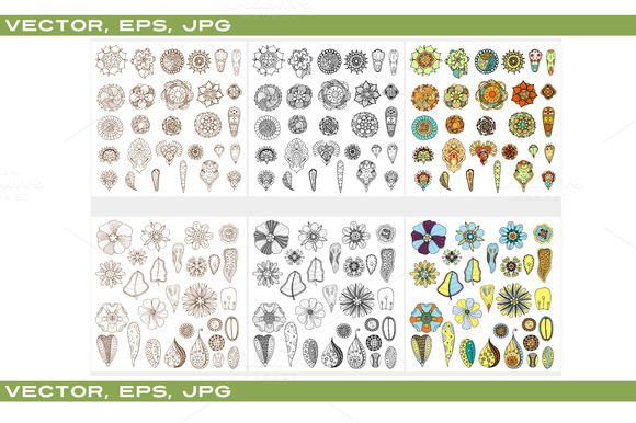 Set Of Abstract Flowers Vector Set Of Abstract Flowers Vector