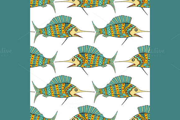 Vector Zentangle Fish Background Vector Zentangle Fish Background