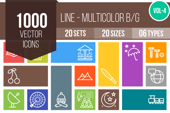 1000 Line Multicolor Icons