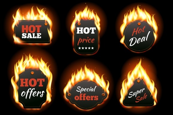 Vector Fire Labels Set Vector Fire Labels Set