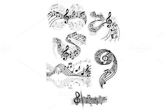 Swirling Musical Scores And Notes