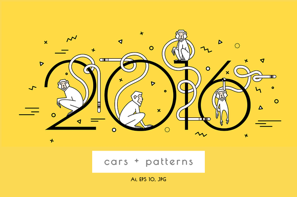 New Year Set With Monkeys.2016 New Year Set With Monkeys.2016