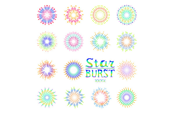 Set Color Starburst Abstract Vector