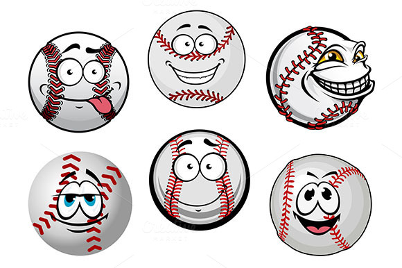 Smiling Baseball Balls Cartoon Chara Smiling Baseball Balls Cartoon Chara