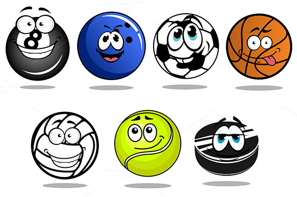 Balls And Puck Mascots Cartoon Chara