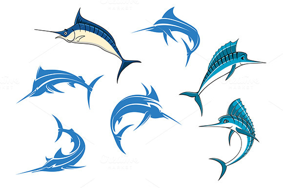 Blue Marlins Or Swordfishes
