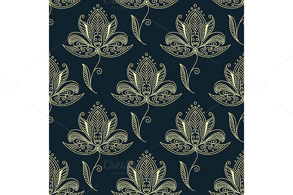 Persian Flowers With Ethnic Ornament Persian Flowers With Ethnic Ornament