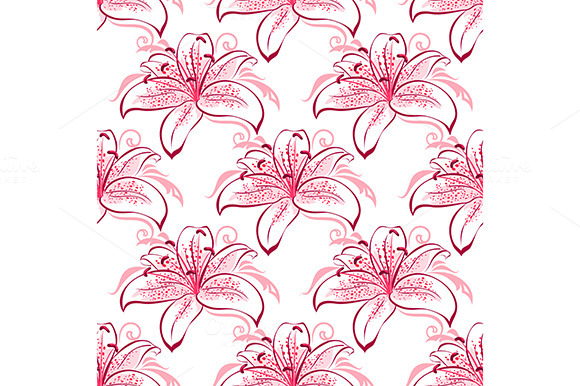 Pink And Purple Lilies Seamless Patt Pink And Purple Lilies Seamless Patt