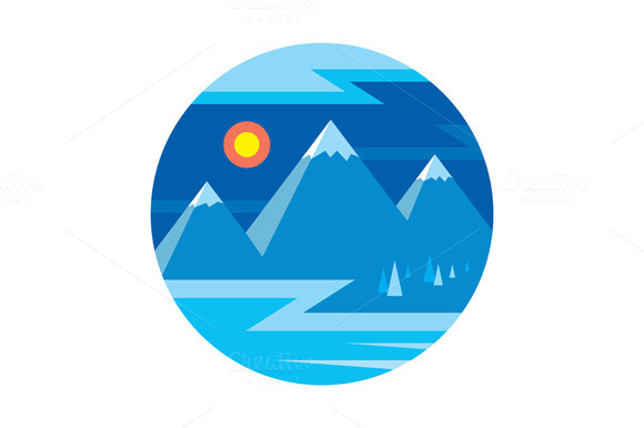 Mountains Landscape In Flat Style