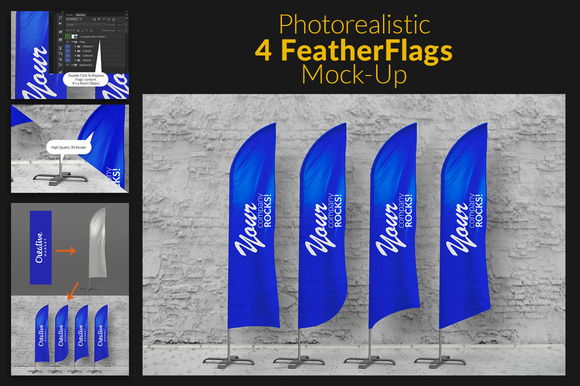 Feather Flags Bow Flags MockUp