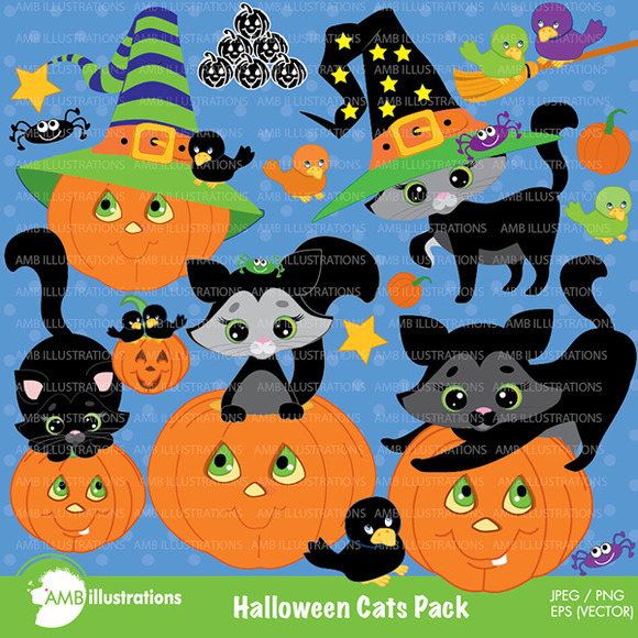 Halloween Cat Clipart AMB-298 ~ Illustrations on Creative Market