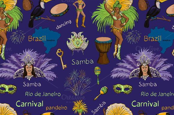 Brazilian Carnival Seamlees Pattern Brazilian Carnival Seamlees Pattern