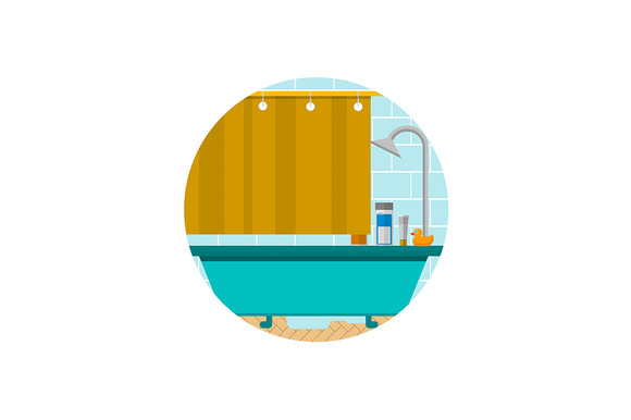 Bathroom Round Flat Vector Icon Bathroom Round Flat Vector Icon