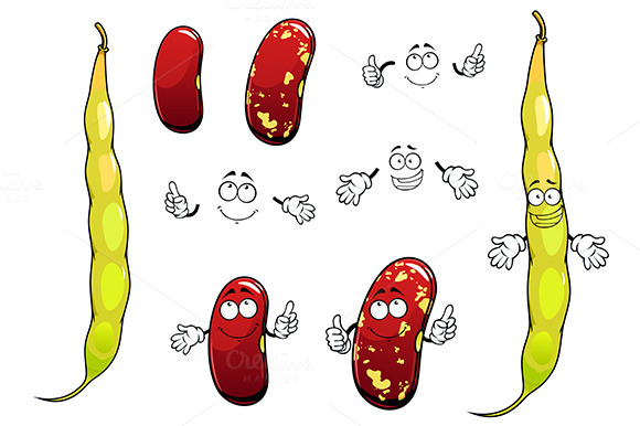 Cartoon Bean Pods With Dry Beans Cha Cartoon Bean Pods With Dry Beans Cha