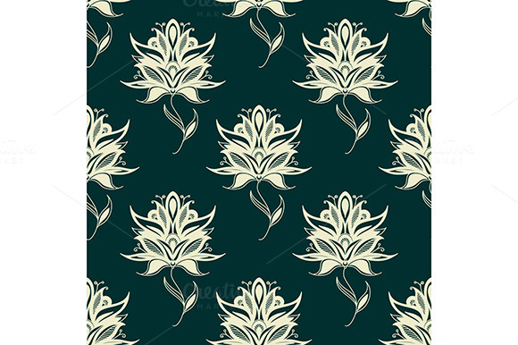 Seamless Pattern Paisley Flowers On Seamless Pattern Paisley Flowers On