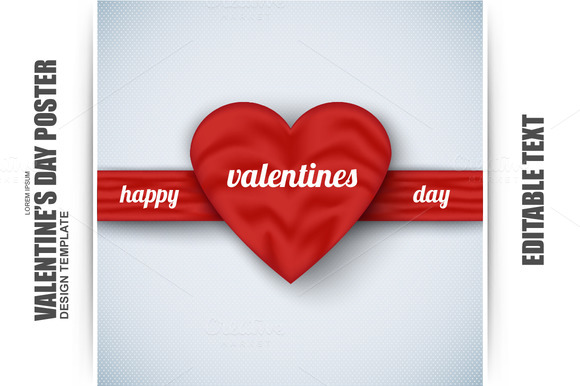 Valentine`s Day Poster Silk Heart Valentine`s Day Poster Silk Heart
