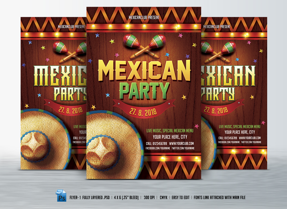 Mexican Party Flyer Flyer Templates On Creative Market