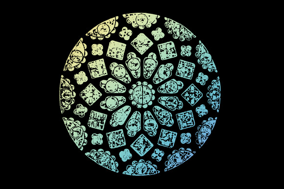 Vintage Stained Glass Vector Circle Vintage Stained Glass Vector Circle