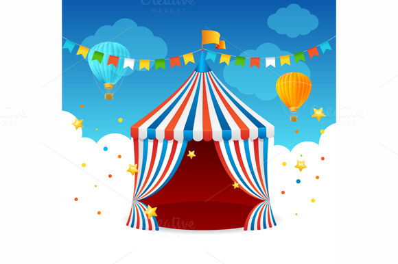 Circus Tent Card Vector