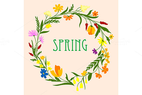 Greeting Card Template With Spring W Greeting Card Template With Spring W