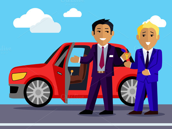Illustration Of Man Buys A New Car Illustration Of Man Buys A New Car