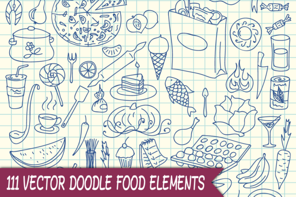 111 Vector Doodle Food Elements 111 Vector Doodle Food Elements