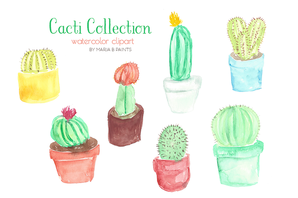Watercolor Clip Art Cacti Watercolor Clip Art Cacti