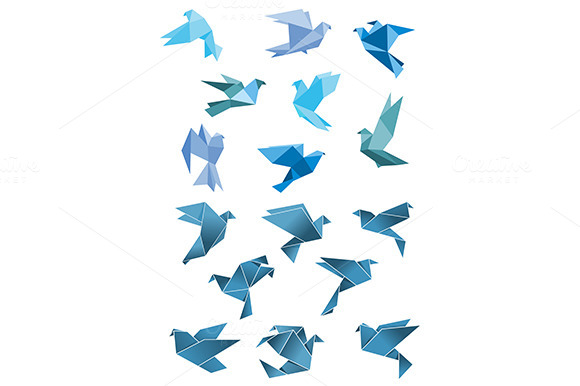 Origami Stylized Doves And Pigeons