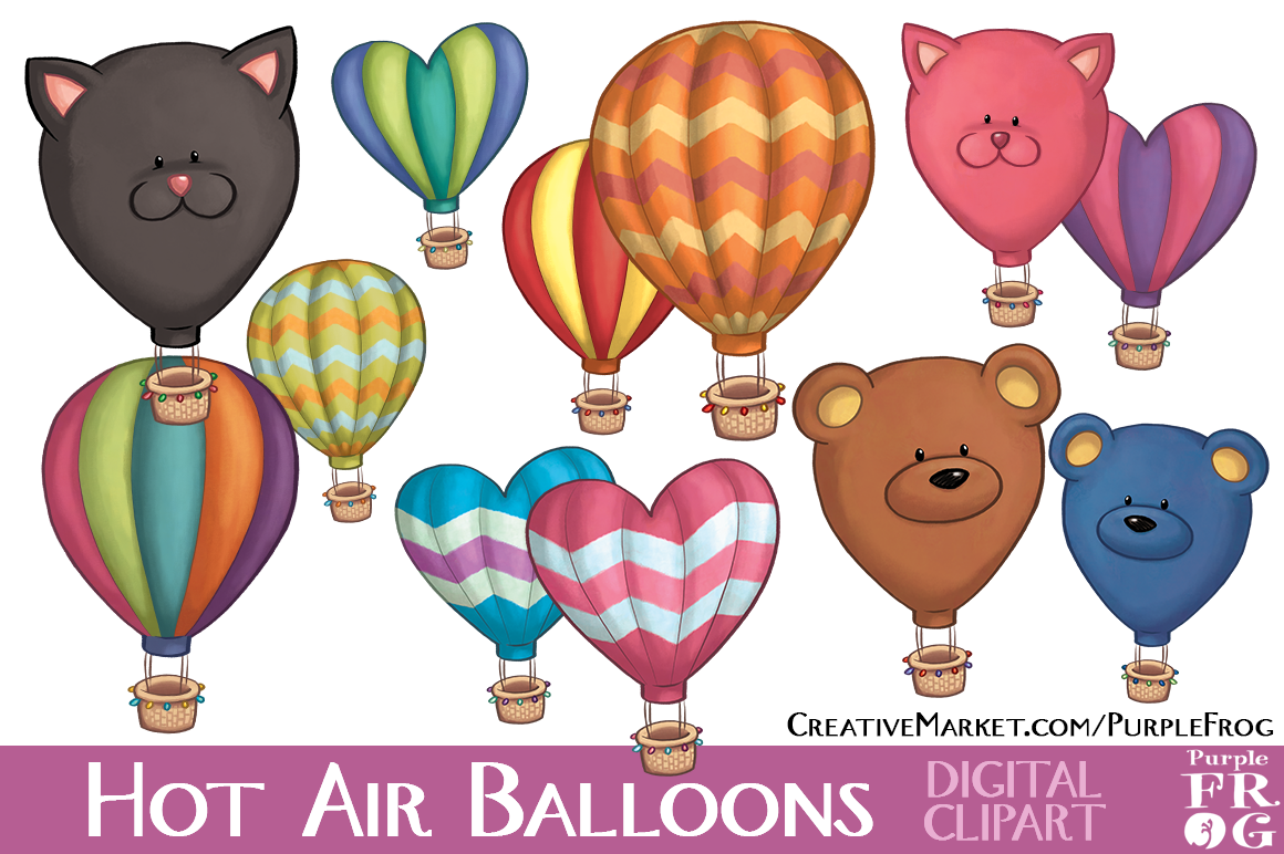 HOT AIR BALLOONS - Digital Clipart ~ Illustrations on Creative Market