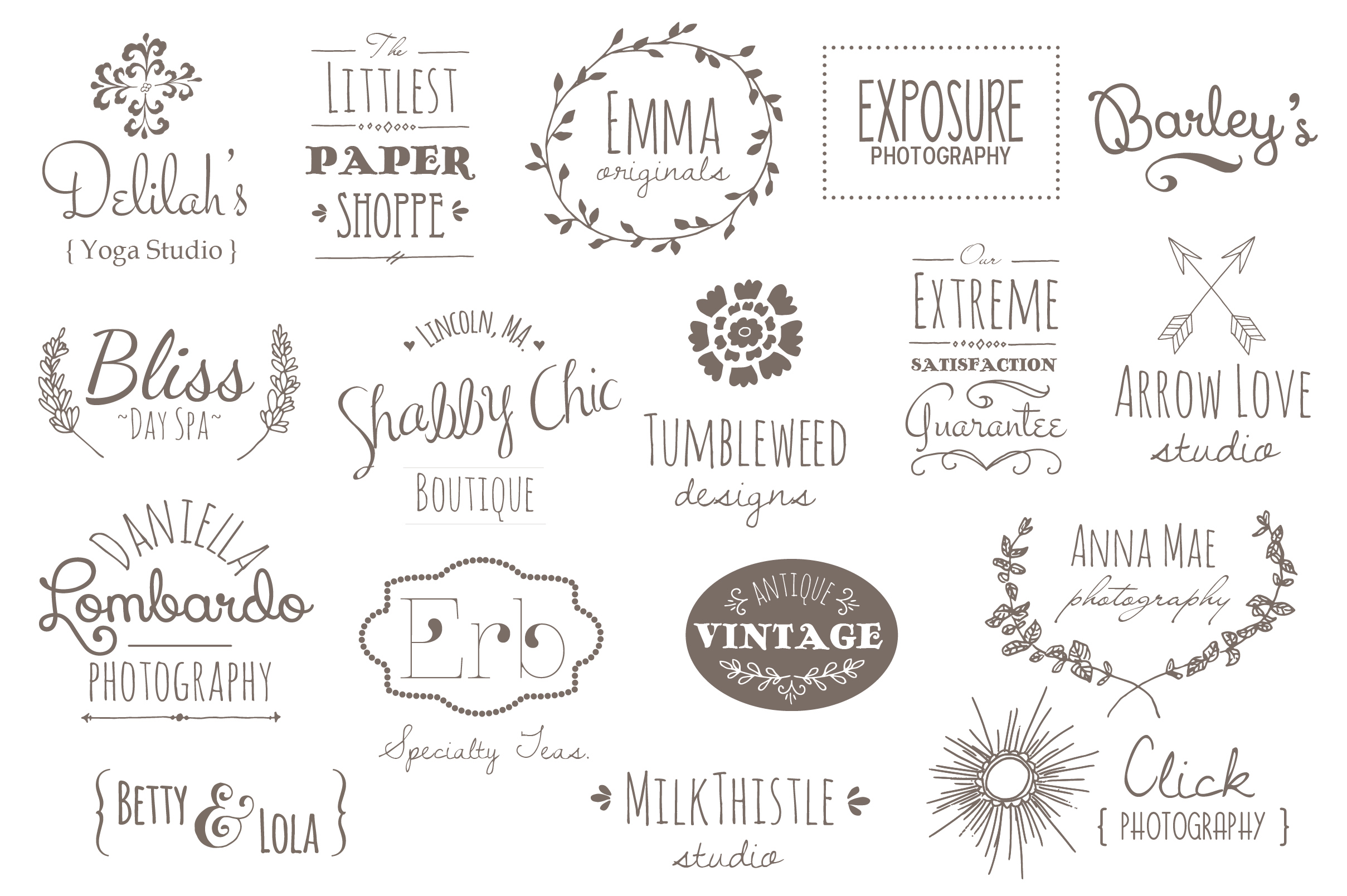 35 Hand Drawn Logos Bundle Vector Logo Templates on Creative Market