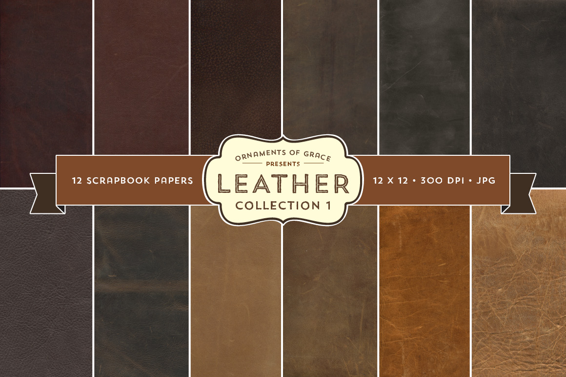 12 Leather Scrapbook Papers - 12x12 ~ Textures on Creative Market
