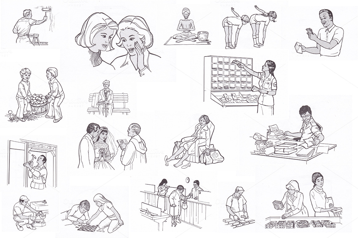 Vintage 1960s Illustrations - People ~ Illustrations on Creative Market