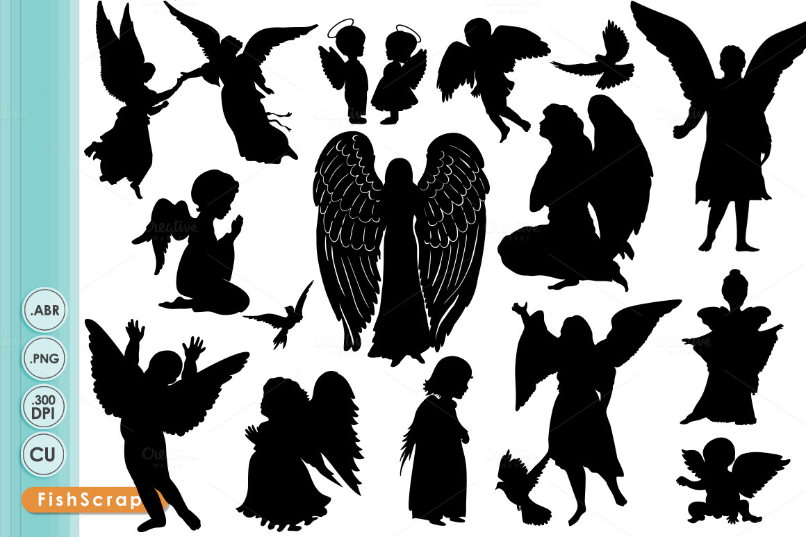Download Angel Clip Art - Angel Silhouettes ~ Brushes on Creative ...