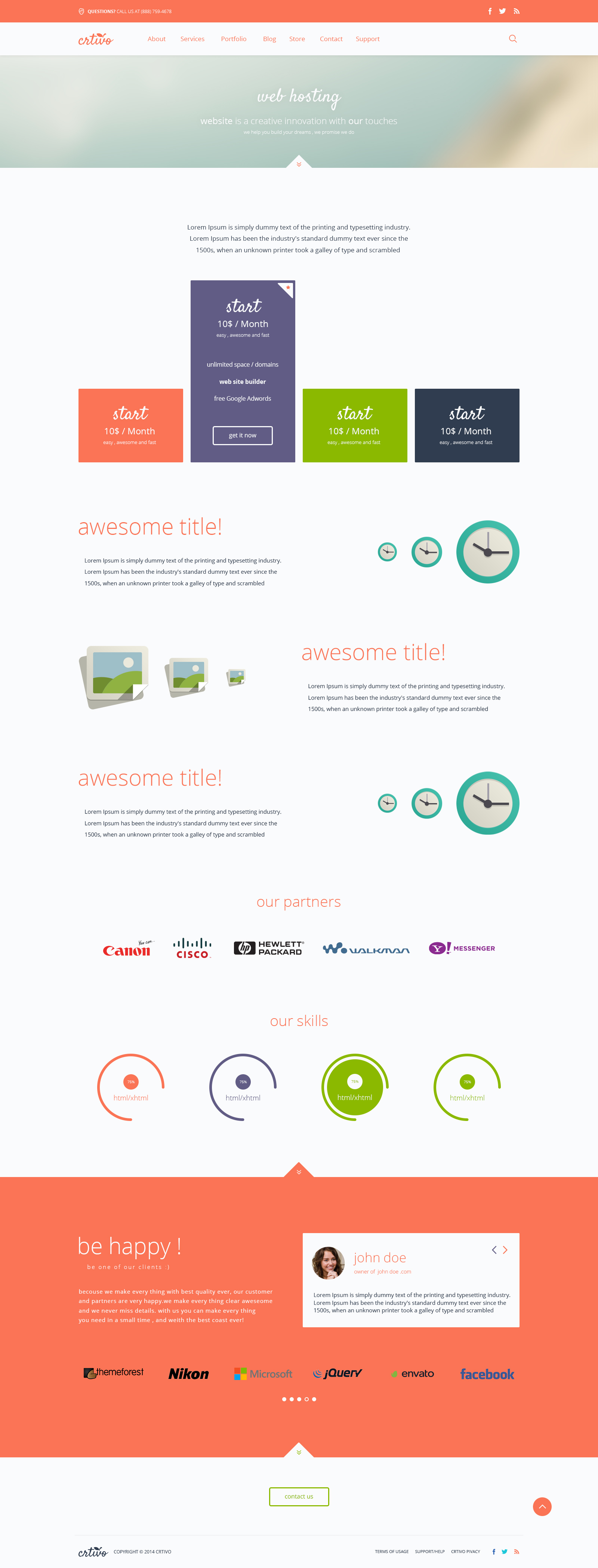 CRTIVO - Creative One Page (7 PSD) ~ Website Templates on Creative Market