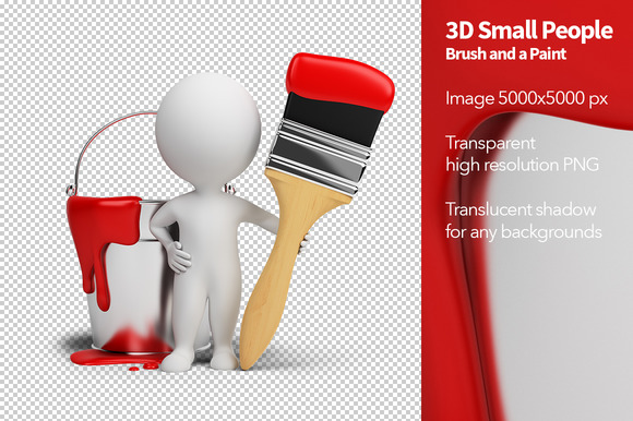 3D Small People Brush And A Paint 3D Small People Brush And A Paint