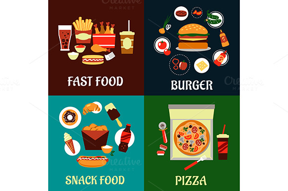 Fast Food And Takeaway Flat Icons Fast Food And Takeaway Flat Icons