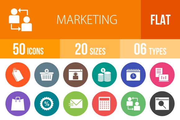 50 Marketing Flat Round Icons 50 Marketing Flat Round Icons