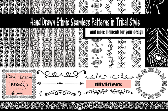 Hand-Drawn Ethnic Seamless Patterns Hand-Drawn Ethnic Seamless Patterns